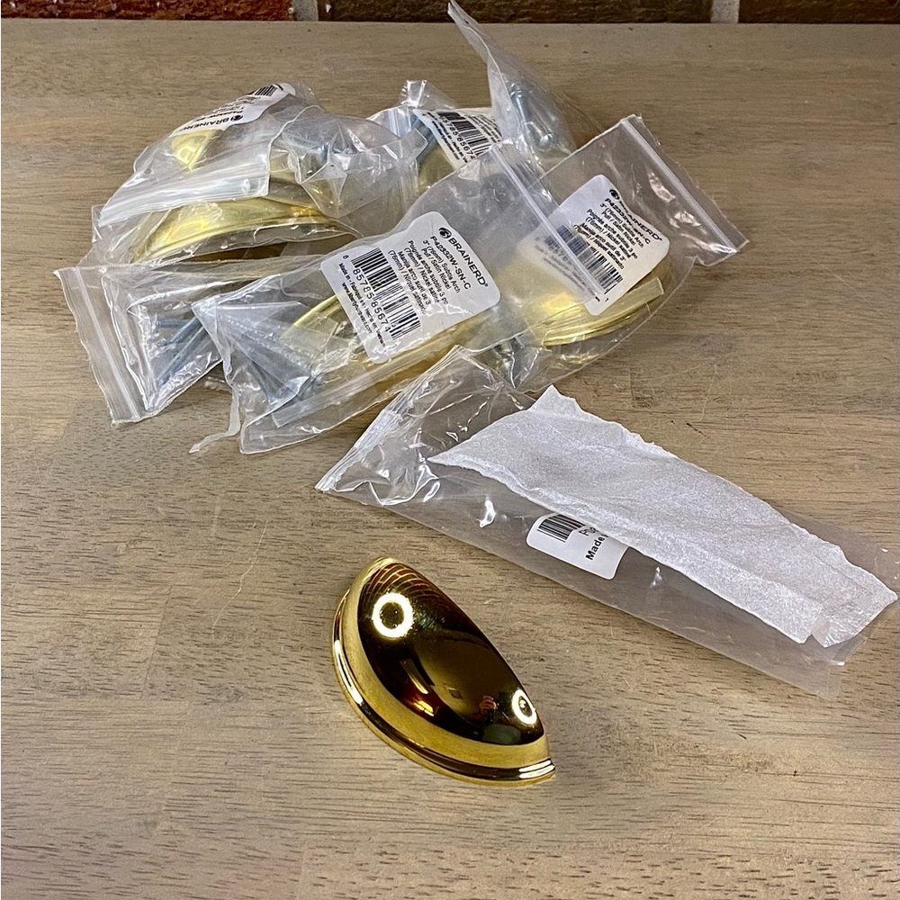 BRAINERD 8-Brass Cup Shell Drawer‎ Cupboard Cabinet Door Pull Handles 3”